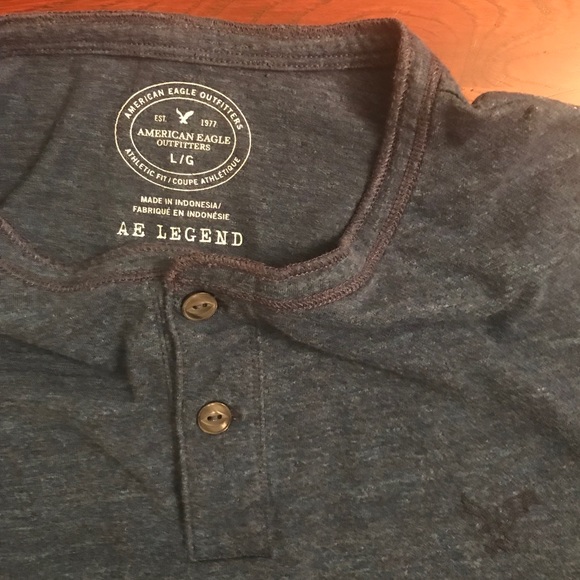 Navy Blue American Eagle Two-Button Tee Shirt - Picture 2 of 3